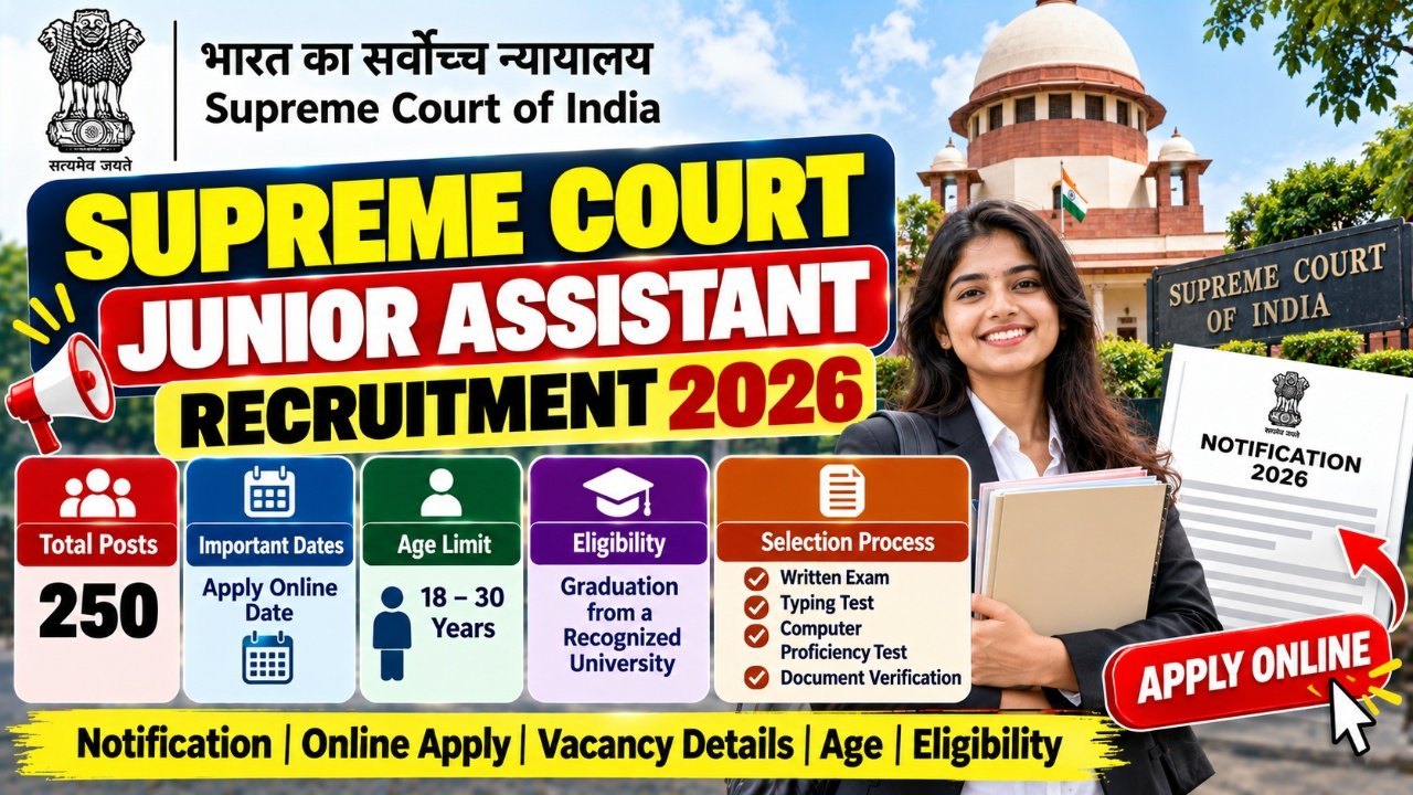 Supreme Court Announces Junior Court Assistant Recruitment 2026 for 250 Posts